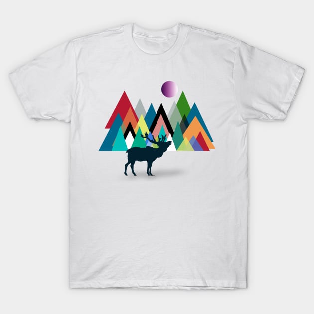 Christmas  deer T-Shirt by MARK ASHKENAZI